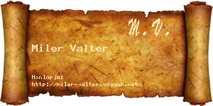 Miler Valter névjegykártya